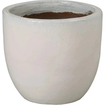 Round Distressed White Ceramic Planter