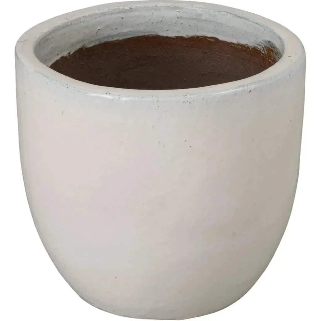 Round Distressed White Ceramic Planter