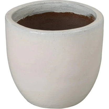 Round Distressed White Ceramic Planter