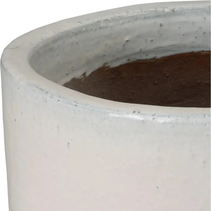 Round Distressed White Ceramic Planter