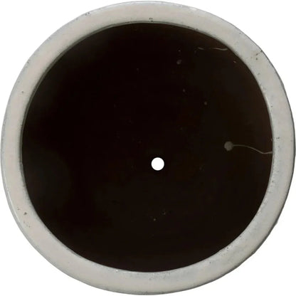 Round Distressed White Ceramic Planter