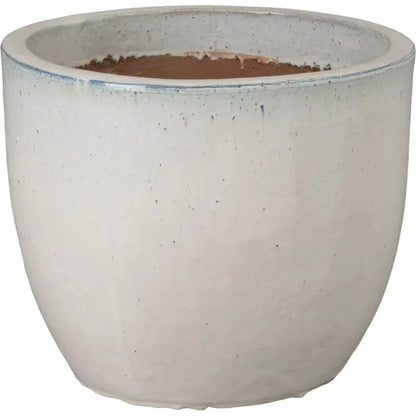 Round Distressed White Ceramic Planter
