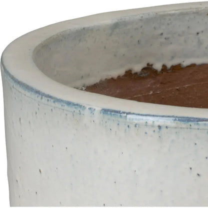 Round Distressed White Ceramic Planter