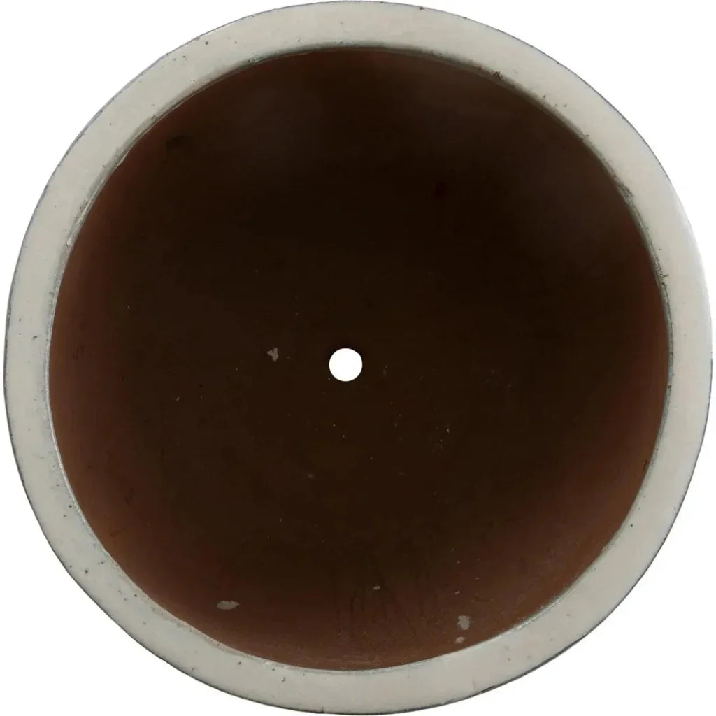 Round Distressed White Ceramic Planter