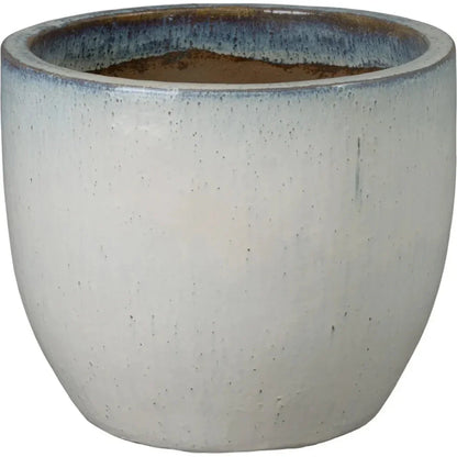 Round Distressed White Ceramic Planter