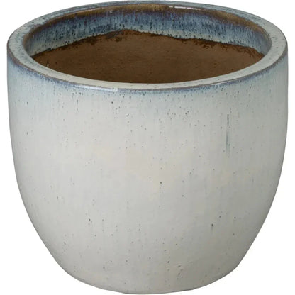 Round Distressed White Ceramic Planter