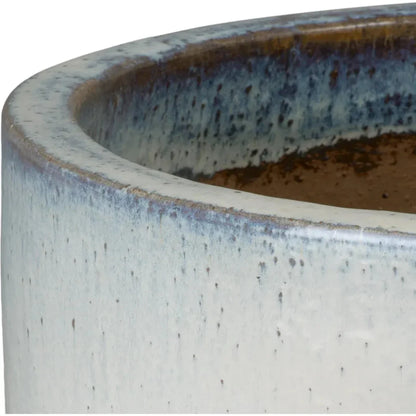 Round Distressed White Ceramic Planter