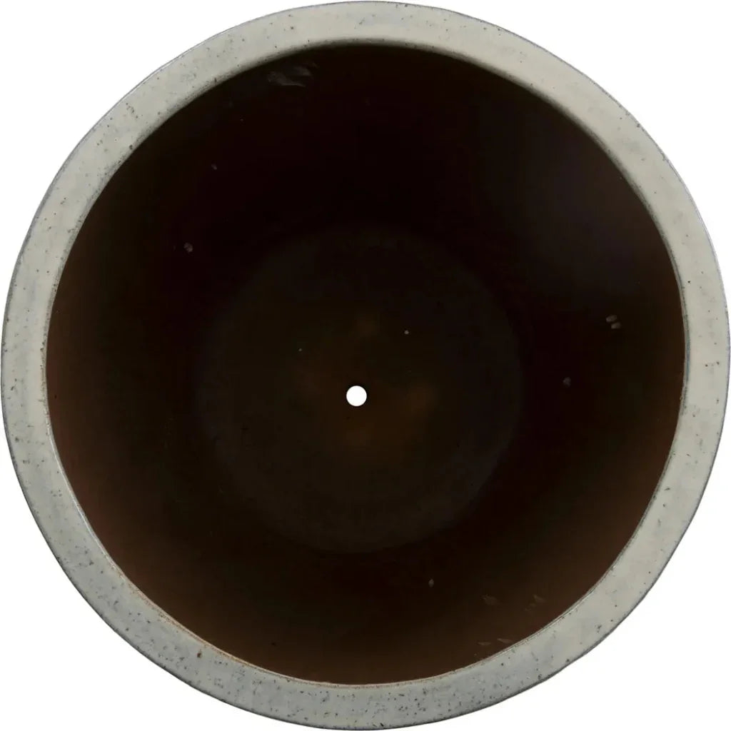 Round Distressed White Ceramic Planter