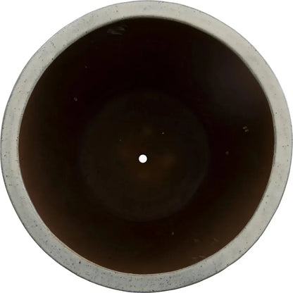 Round Distressed White Ceramic Planter