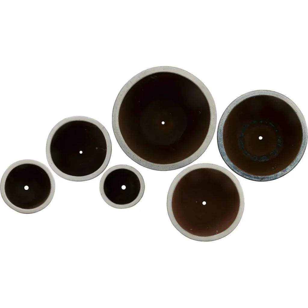 Round Distressed White Ceramic Planter