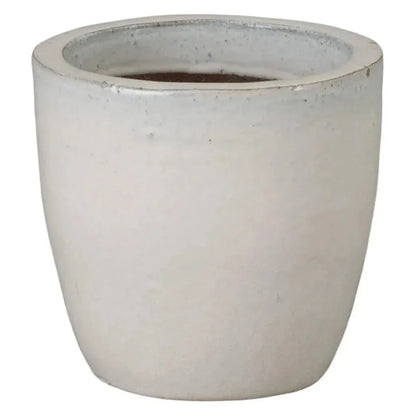 Round Distressed White Ceramic Planter