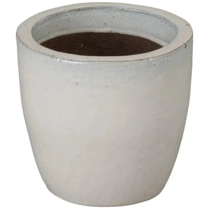 Round Distressed White Ceramic Planter
