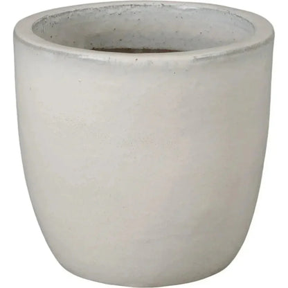 Round Distressed White Ceramic Planter