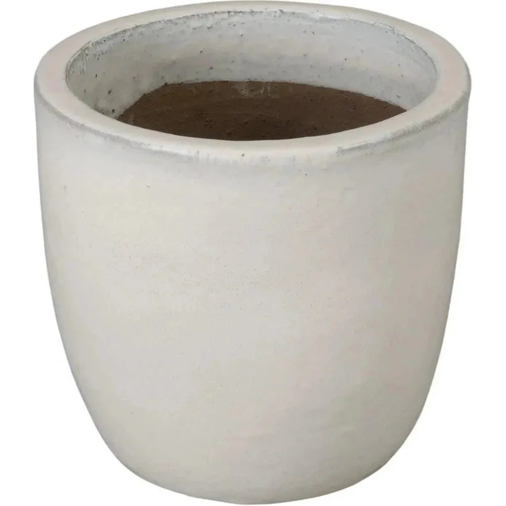Round Distressed White Ceramic Planter