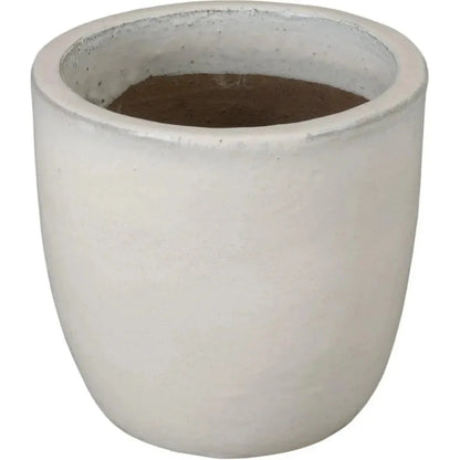 Round Distressed White Ceramic Planter