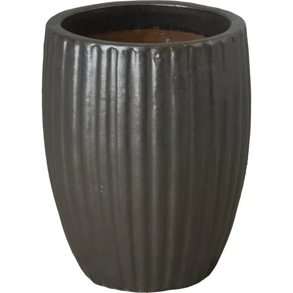 Round Ridge Ceramic Planter