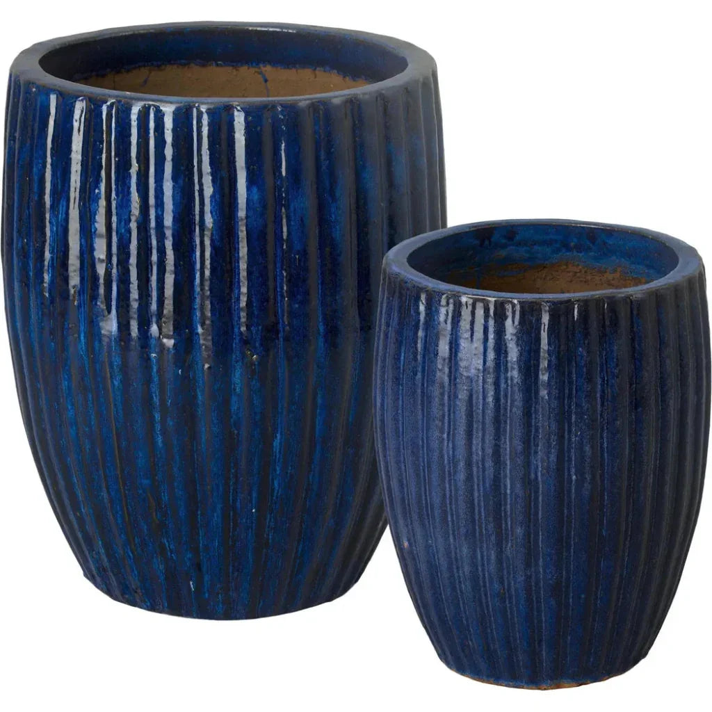 Round Ridge Ceramic Planter