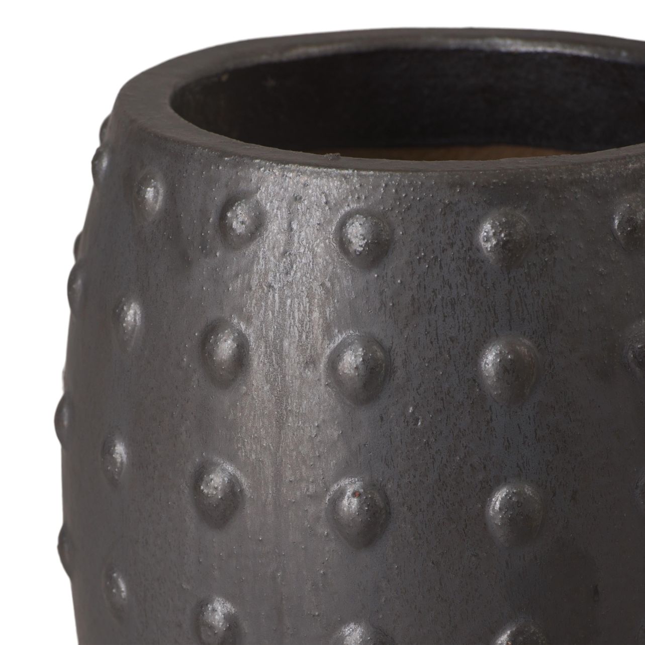 Round Studded Handcrafted Ceramic Outdoor Planter