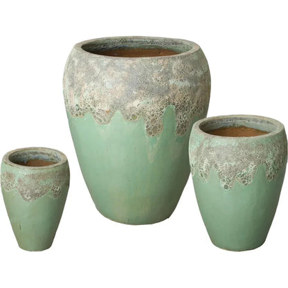 Round Textured Glaze Ceramic Planter