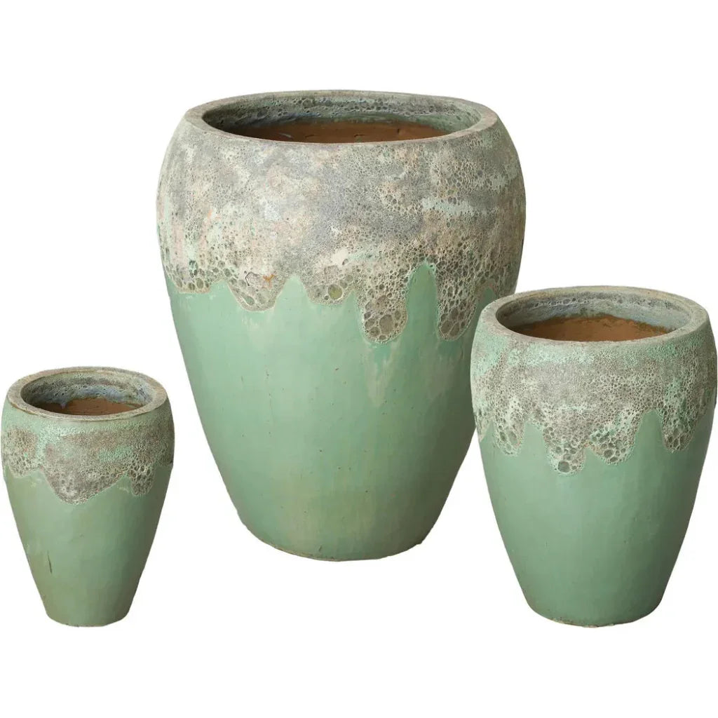 Round Textured Glaze Ceramic Planter
