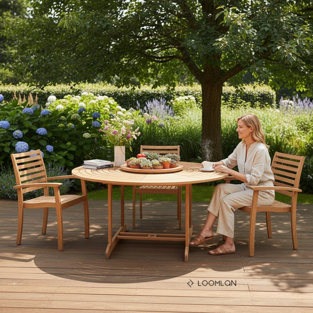 Royal Teak Patio Round Dining Set 5PC