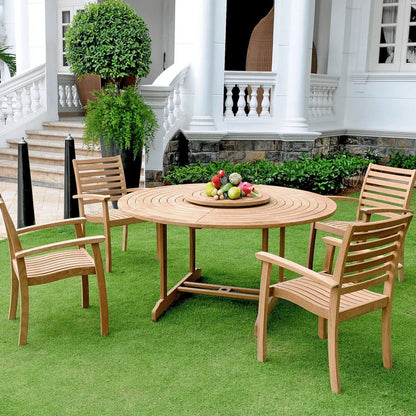 Royal Teak Patio Round Dining Set 5PC