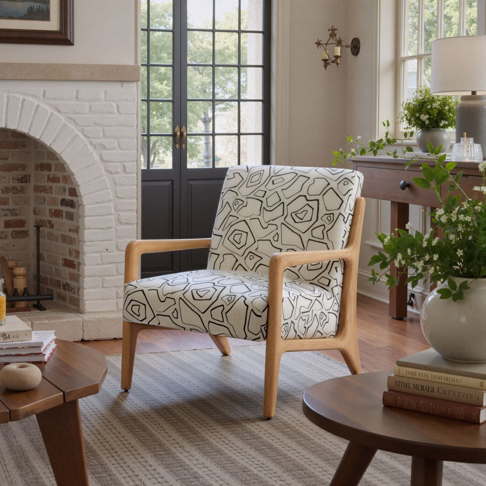 Runa Printed Fabric Accent Chair