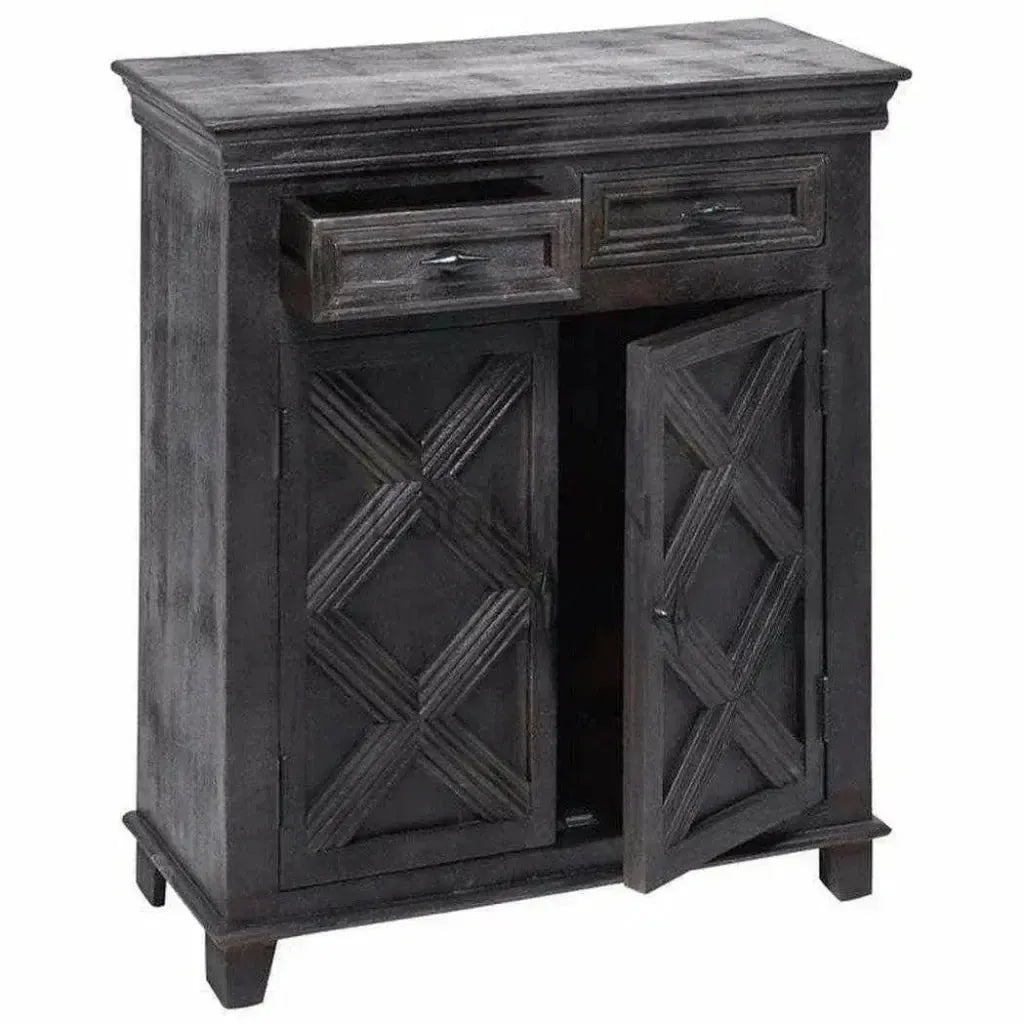 Rustic X Farmhouse Wood Black Cabinet
