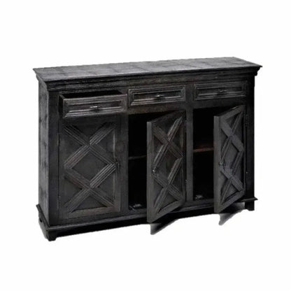Rustic X Farmhouse Wood Black Credenza