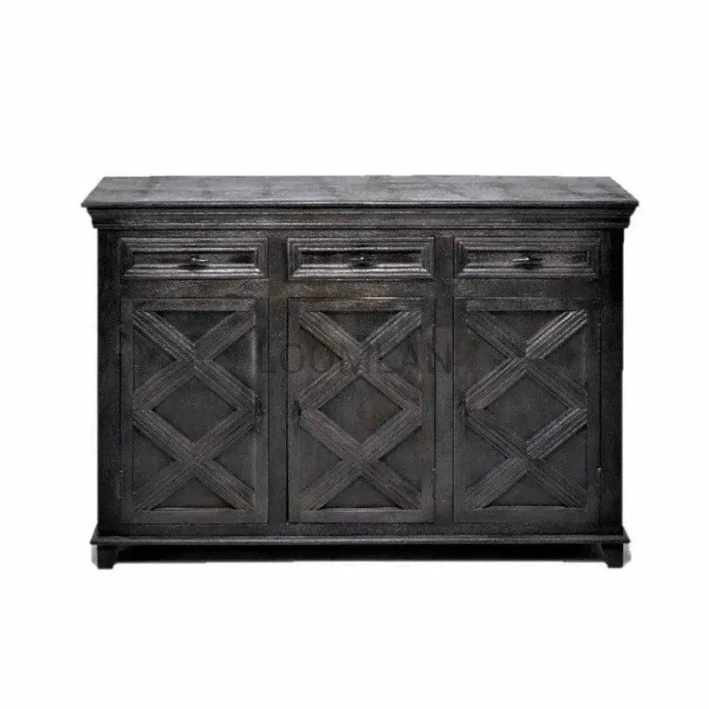 Rustic X Farmhouse Wood Black Credenza