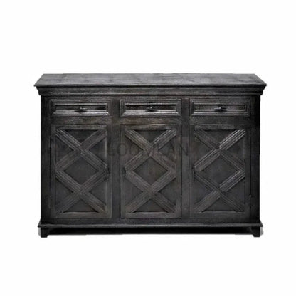 Rustic X Farmhouse Wood Black Credenza