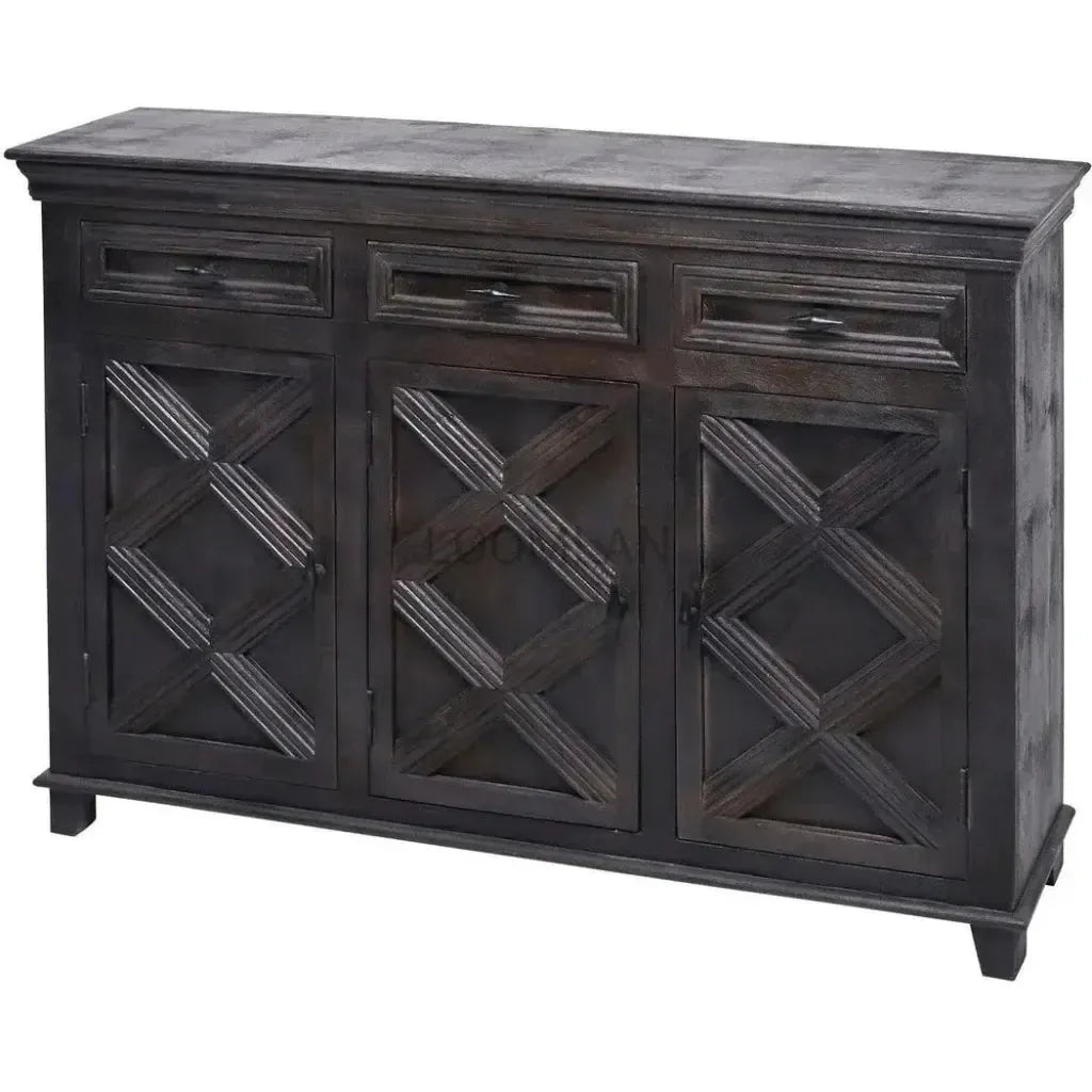 Rustic X Farmhouse Wood Black Credenza