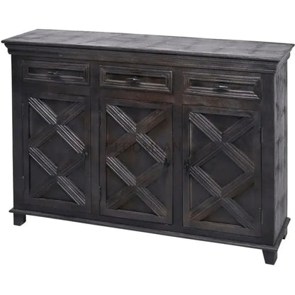 Rustic X Farmhouse Wood Black Credenza