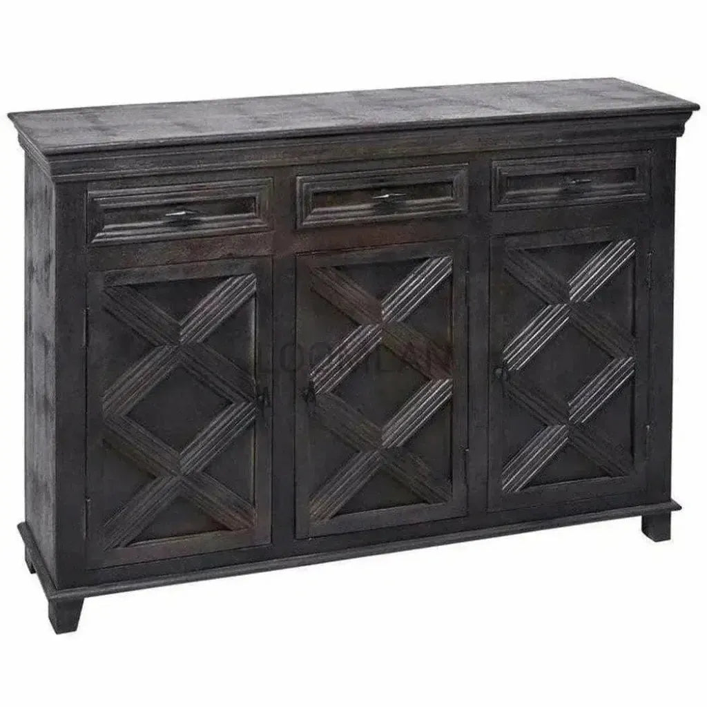Rustic X Farmhouse Wood Black Credenza
