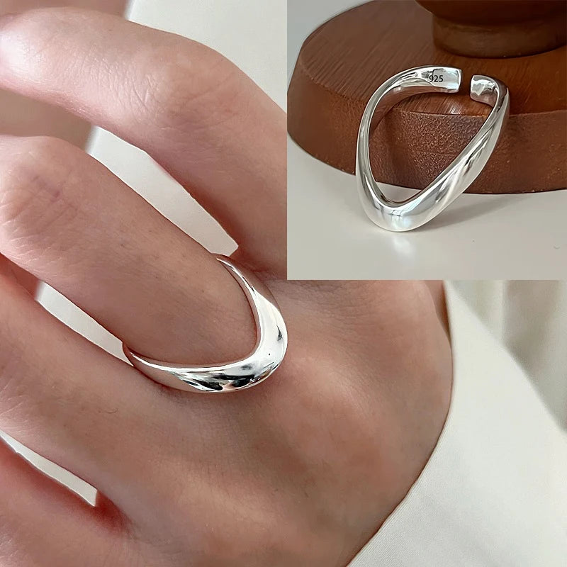VENTFILLE 925 Sterling Silve Love Heart  Ring for Women Girl Gift Line Pearl Korean Sweet  Jewelry Birthday Gift Dropshipping