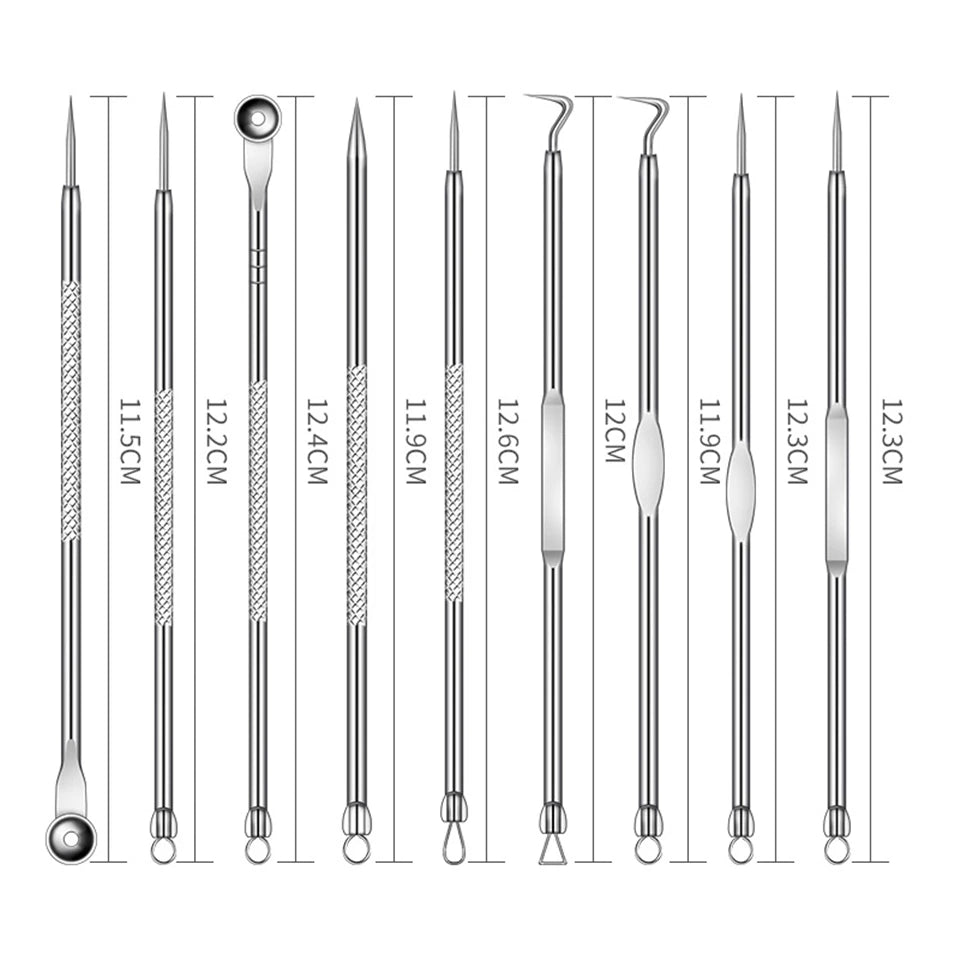 Acne Blackhead Remover Needle Tools Set  Blackhead Tweezer Pimple Extractor Stainless Steel Blackspot Removal Skin Care Tool