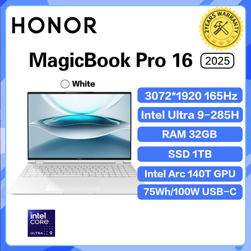 Honor MagicBook Pro 16 Laptop Ultra5 225H/Ultra9 285H 24G/32G 1T 3.1K 165Hz Honor Laptop Notebook Ultrabook Game Computer