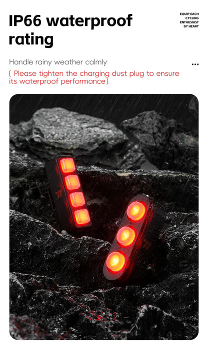 WEST BIKING Bike Taillight IP66 Waterproof Smart Brake Sensing Rear Light Auto Start/Stop LED Cycling Taillight Bike Accessories
