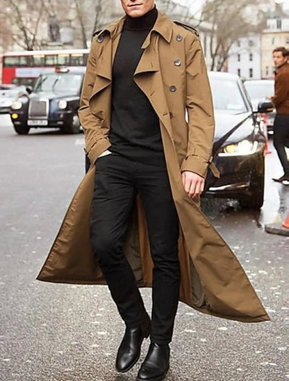2026 New Men's Longline Trench Coat City Travel & Smart Casual