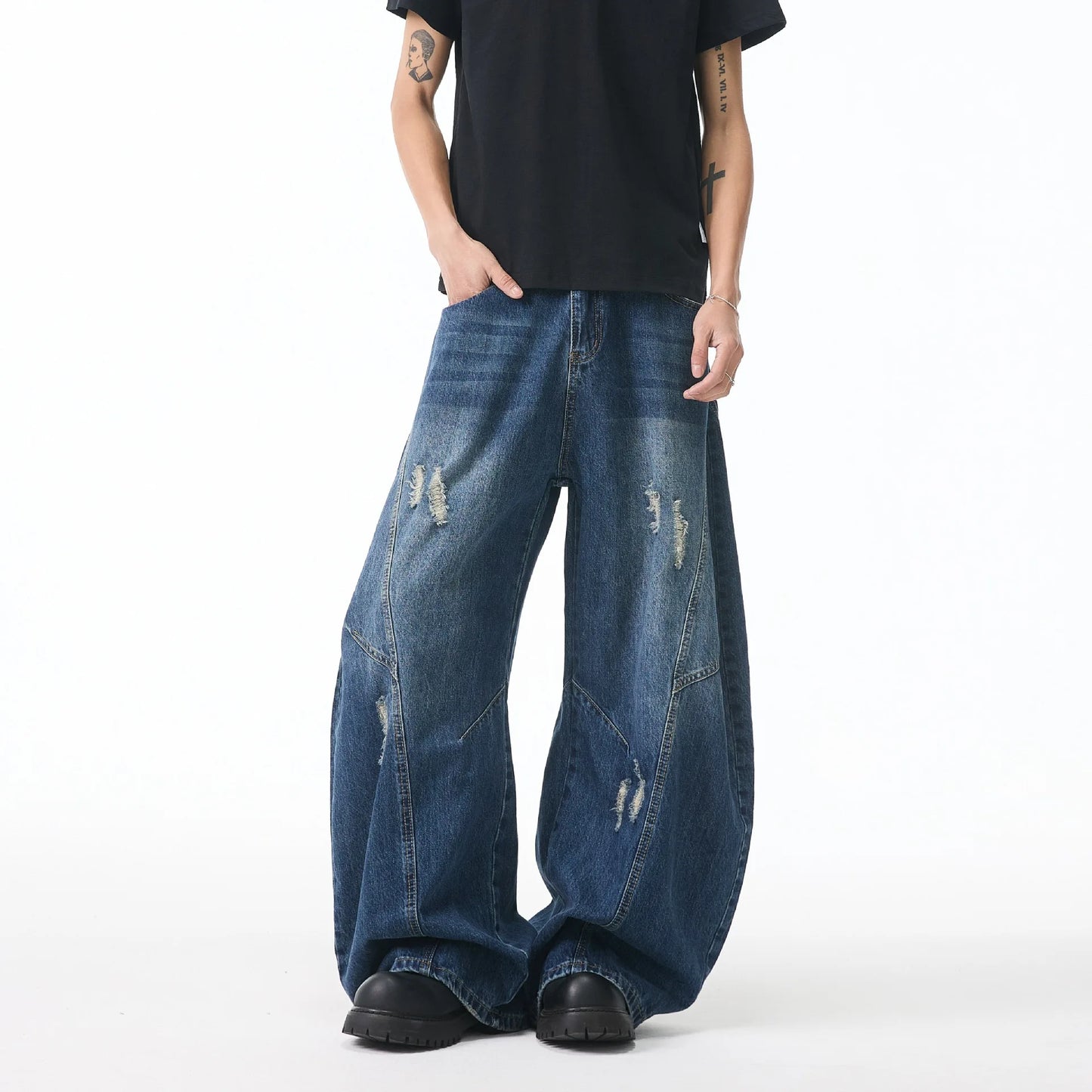Men's Baggy Jeans Unisex Y2K Trendy Casual Wide Leg Denim Pants High Street Oversize Trousers American Style Streetwear Fashion