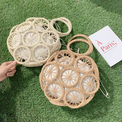 Large Capacity Straw Woven Handbag Handwoven Hollow Women Shoulder Bag Travel Vacation Summer Beach Bag Top Handle Bags