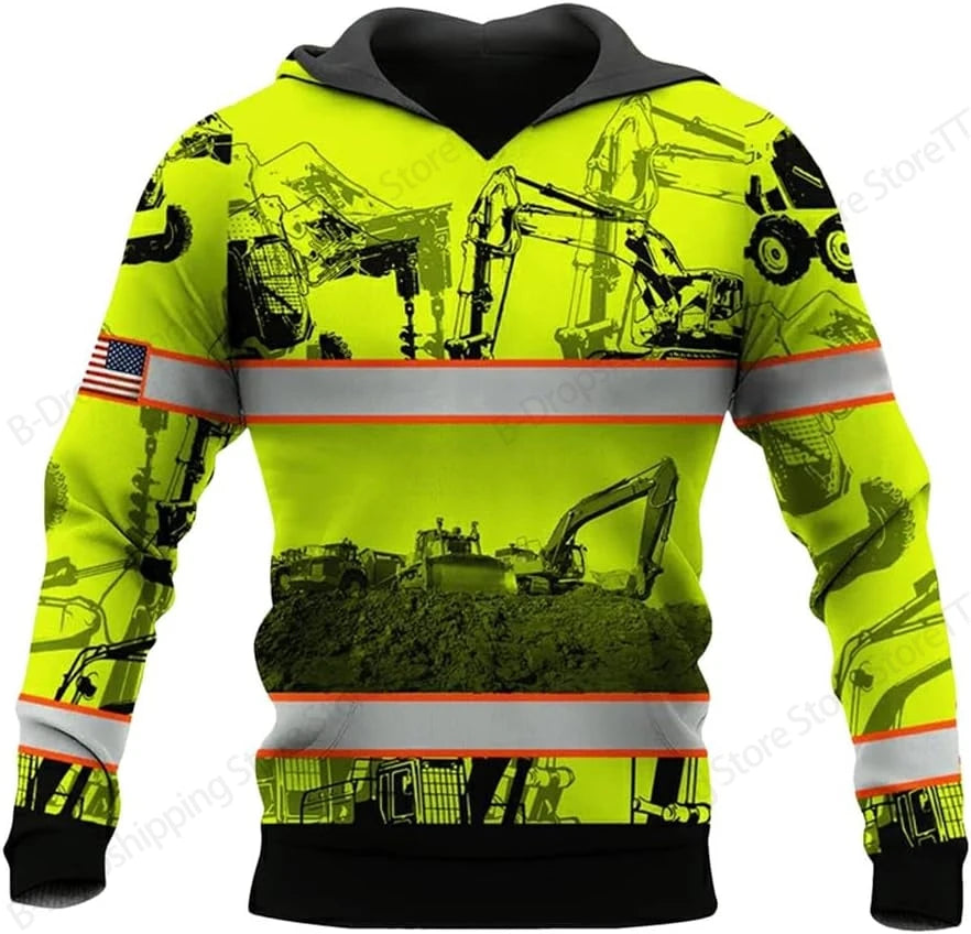 New Excavator Hoodie Sweatshirt Excavator Truck 3d Print Hoodie Men Women Fashion Oversized Tracksuit Working Clothes Operator