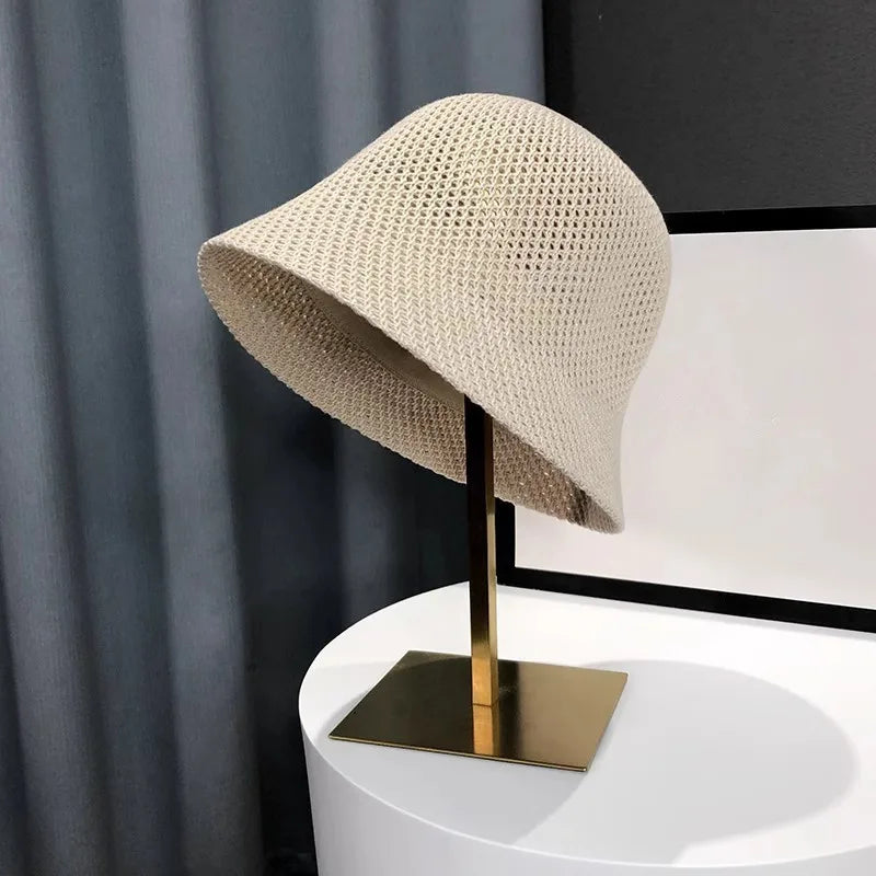 Women Bucket Hat Summer Hollow Out Thin Breathable Sun Hat Female Beach Panama Cap Fold Outdoor Japanese Lesure Fishierman Cap