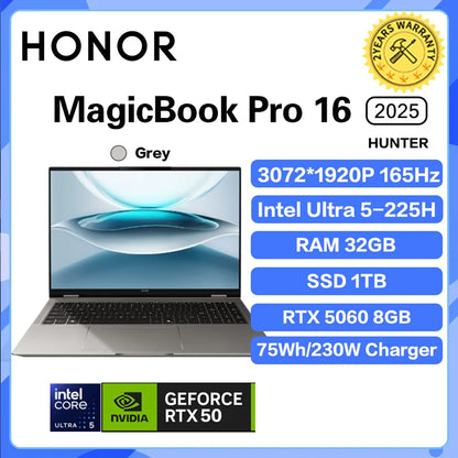 Honor MagicBook Pro 16 Laptop Ultra5 225H/Ultra9 285H 24G/32G 1T 3.1K 165Hz Honor Laptop Notebook Ultrabook Game Computer