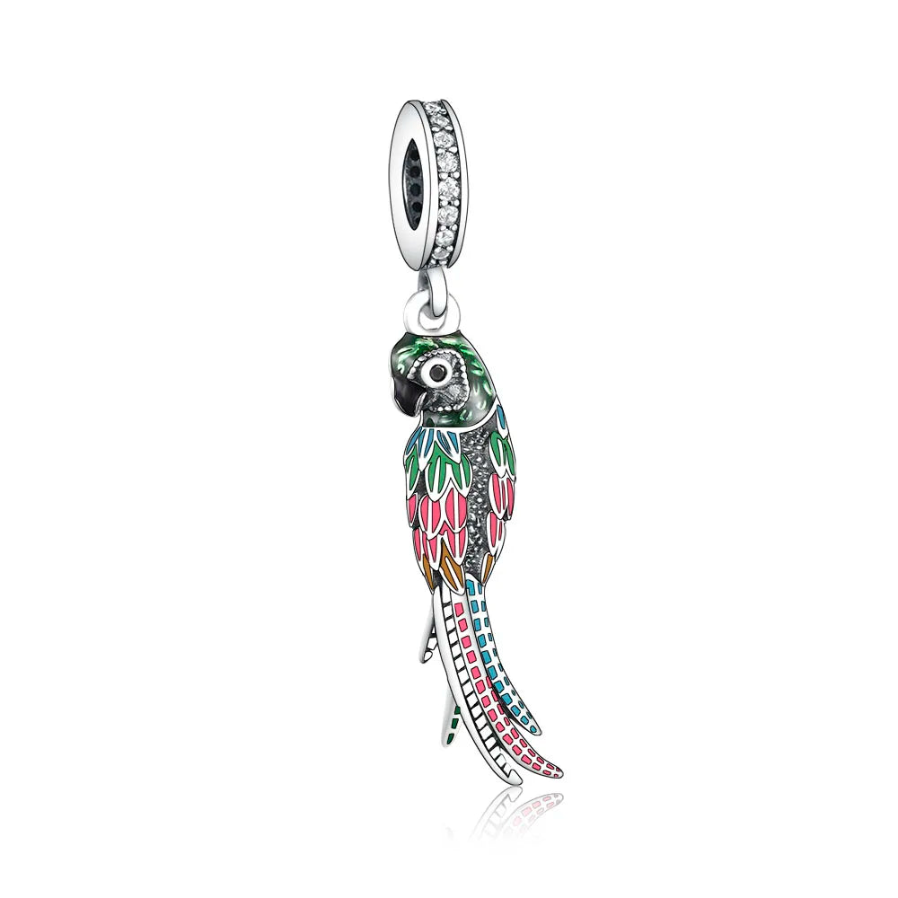 Fit Original Pan Charm Bracelet 925 Silver Rainbow Enamel Lorikeet Birrd Colorfull Parrot Bead For Making South Africa Berloque