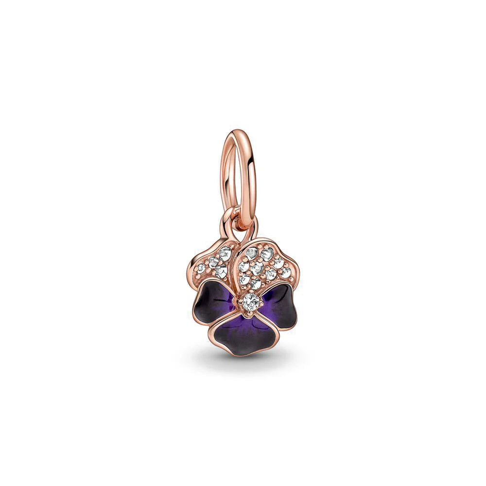 Rose Gold Fine Plated Pink Clip Dasiy Butterfly Dragonfly DIY Charms Fit Original Sterling Silver 925 Bracelet For Women Jewelry