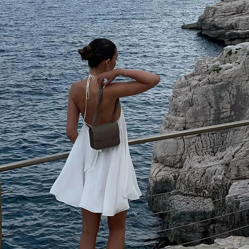 Sexy Party Off Shoulder Dresses Women's Elegant Sleeveless Hollow Out Beach Dress Backless High Street Lady Vestidos 2025 Summer