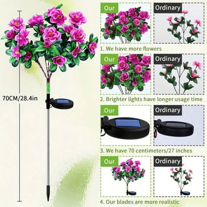 1PC Solar Azalea Flower Garden Stake Lights, Warm White LED Waterproof  Pathway Lights for Outdoor Patio Yard Holiday Decor