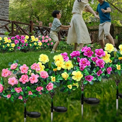 1PC Solar Azalea Flower Garden Stake Lights, Warm White LED Waterproof  Pathway Lights for Outdoor Patio Yard Holiday Decor