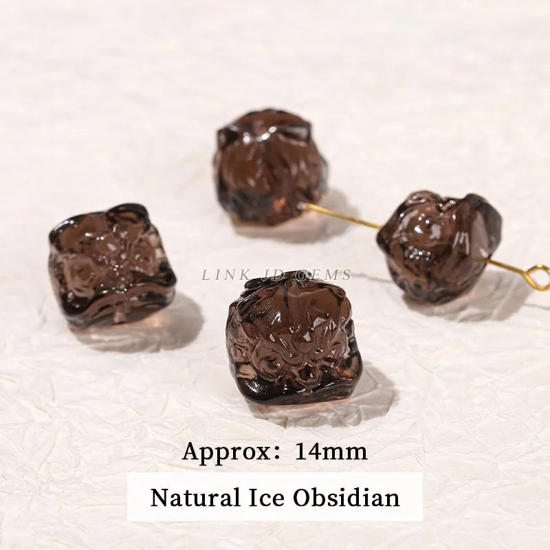 1 Pc Natural Stone Fluorite Obsidian Rock Quartz Carved Lion Head Beads With Hole For Jewelry Making Diy Necklace Bracelet